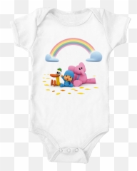 Pocoyo - Pocoyo Pato And Elly Under The Rainbow Cotton Onepiece Bodysuit Png,Pocoyo Png