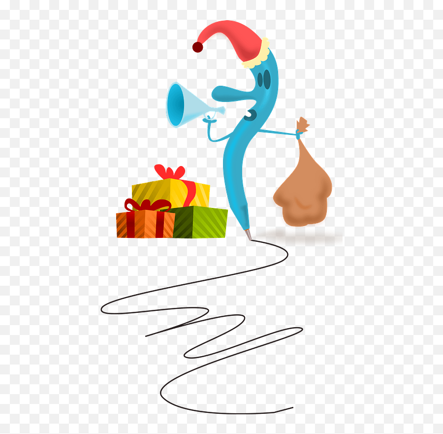 Santa Pen Handing Out Gifts With A Megaphone Clipart Free - Clip Art Png,Megaphone Clipart Png