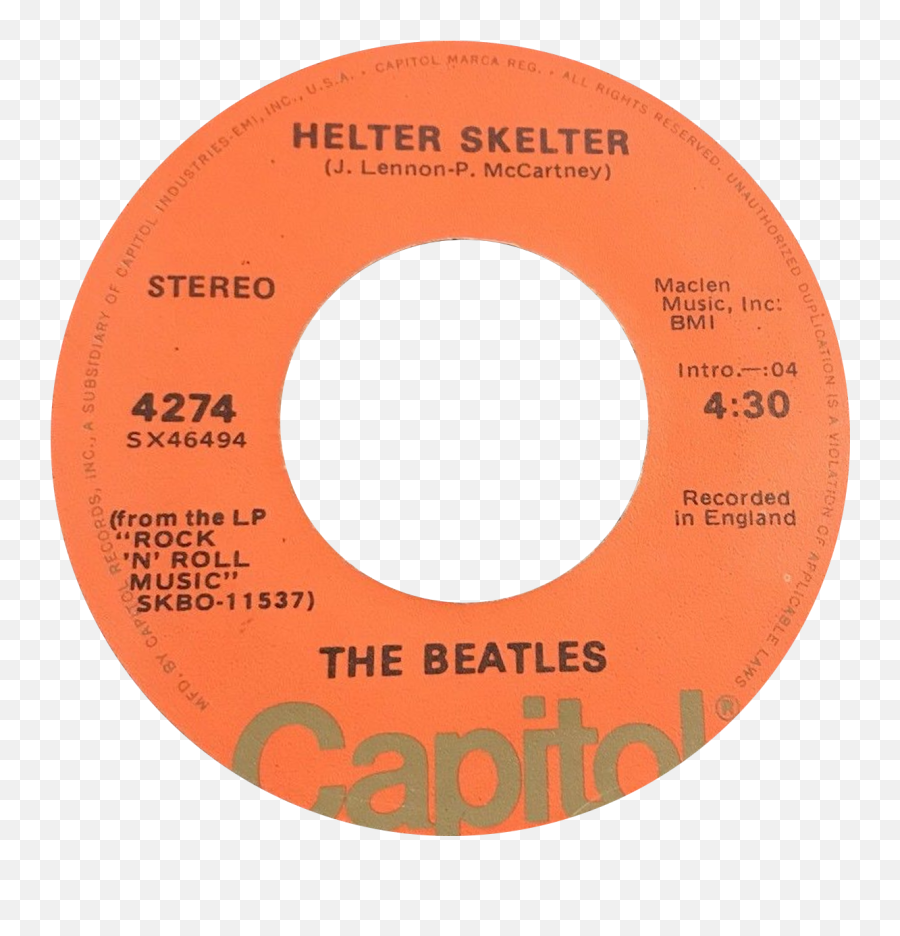 Filehelter Skelter By The Beatles B - Side Label Us Vinyl Label Png,Beatles Png