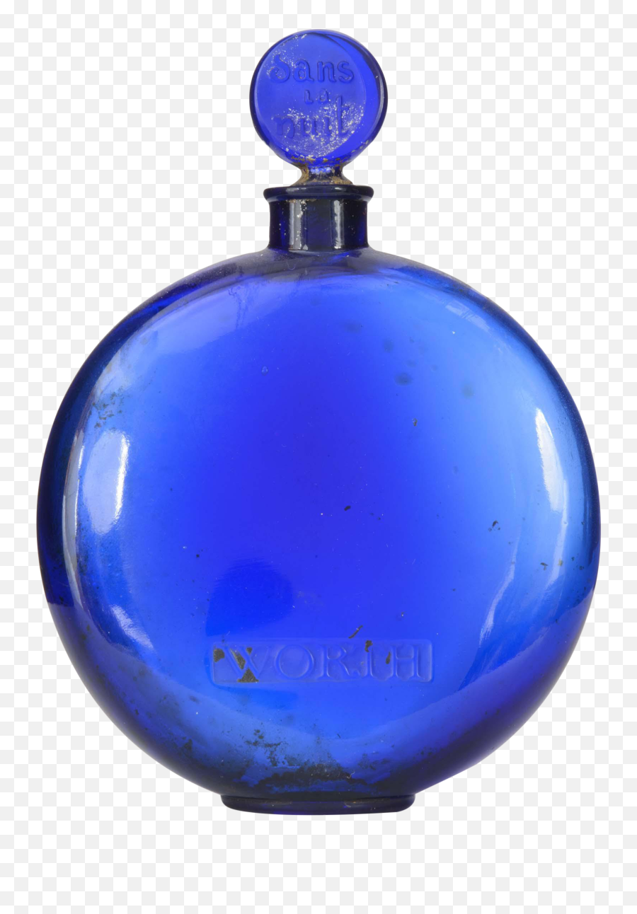 French Art Deco Disc - Shaped Bluetinted Glass Perfume Bottle Perfume Png,Perfume Bottle Png