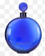 French Art Deco Disc - Shaped Bluetinted Glass Perfume Bottle Perfume Png,Perfume Bottle Png