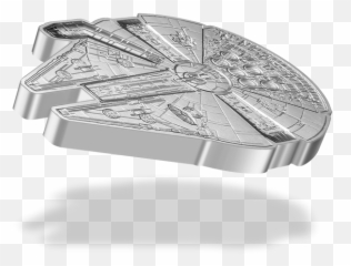 Millennium Falcon 3oz Silver Coin New Zealand Mint - Shaped png