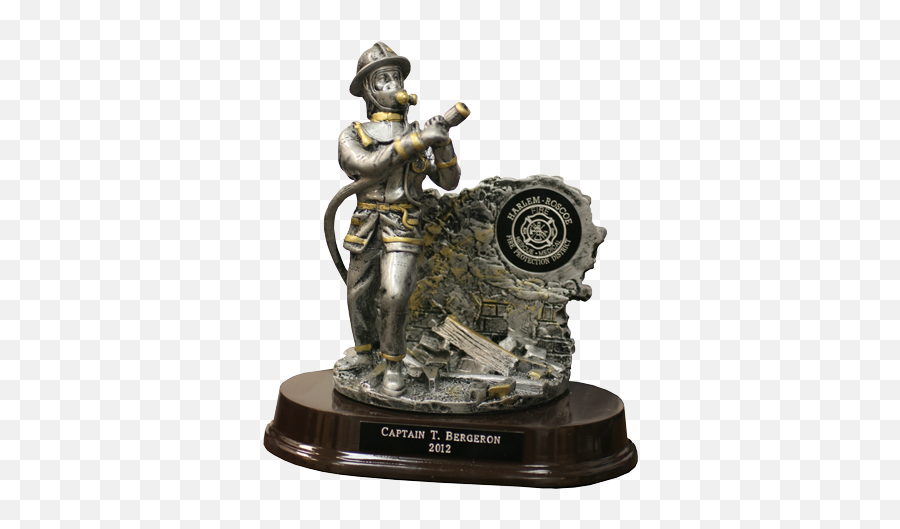 Silver Firefighter Statue With Gold Trim - Statue Png,Gold Trim Png