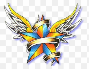 Star Tattoo Designs Png Clipart - Nautical With Wings