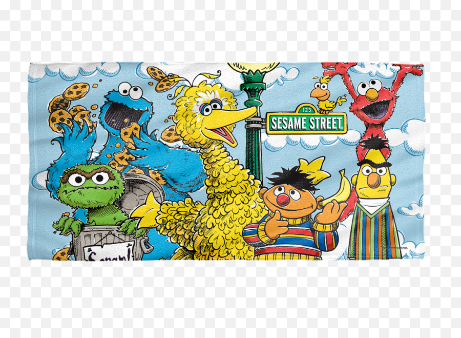 Cast Of Sesame Street Towel - Beach Towel Png,Sesame Street Characters Png