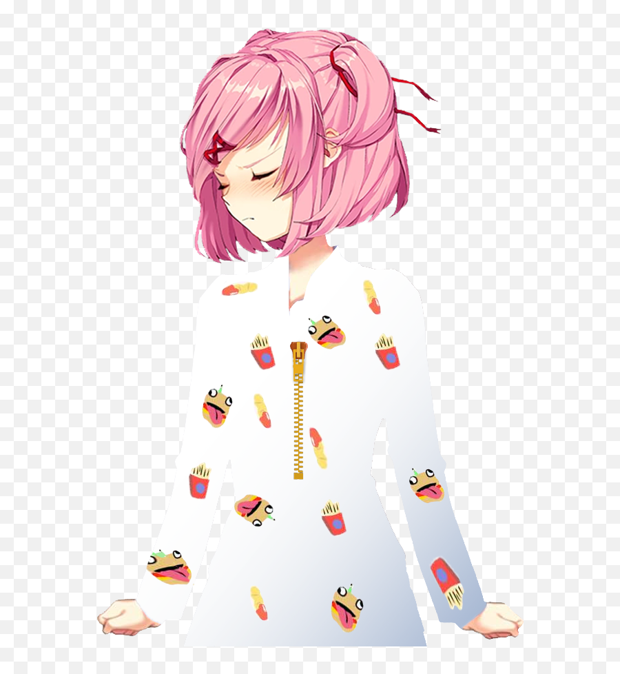 Another Sprite With Natsuki Wearing The Durr - Burger Onesie Natsuki Hospital Png,Fortnite Battle Royale Transparent