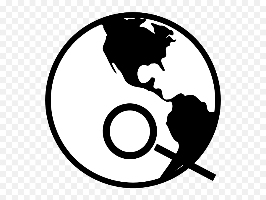 Simple Black And White Earth With Magnifying Glass Clip Art - Earth Black And White Png,World Clipart Png