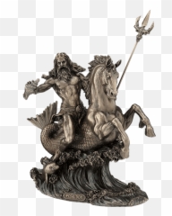 Poseidon With Trident Riding A - Poseidon Statue Png,Poseidon Png