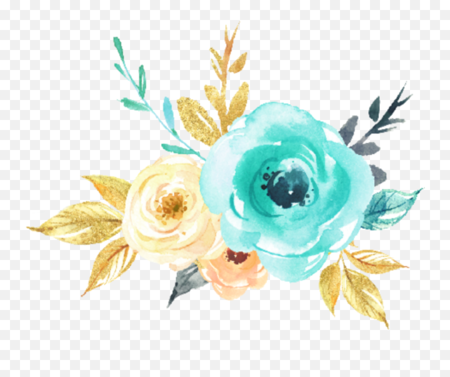 Teal Silver Watercolor Flower - 10 Free Hq Online Puzzle Watercolor Turquoise Flowers Png,Water Color Flower Png