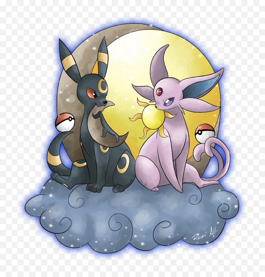 Download Day And Night By Allocen Umbreon Espeon Pokemon - Umbreon Espeon Pokemon Eevee Png,Espeon Transparent