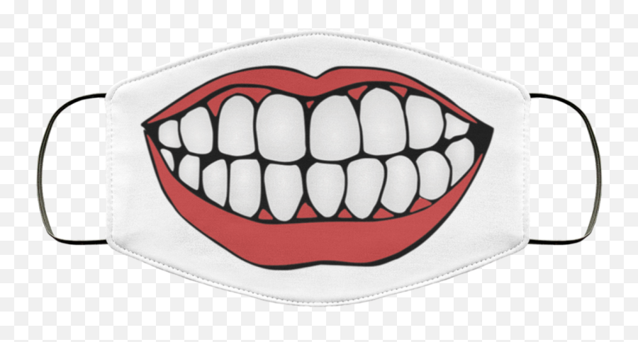 Red Lips Smile Big Teeth Face Mask - Mask With Teeth And Smile Png,Smile Teeth Png