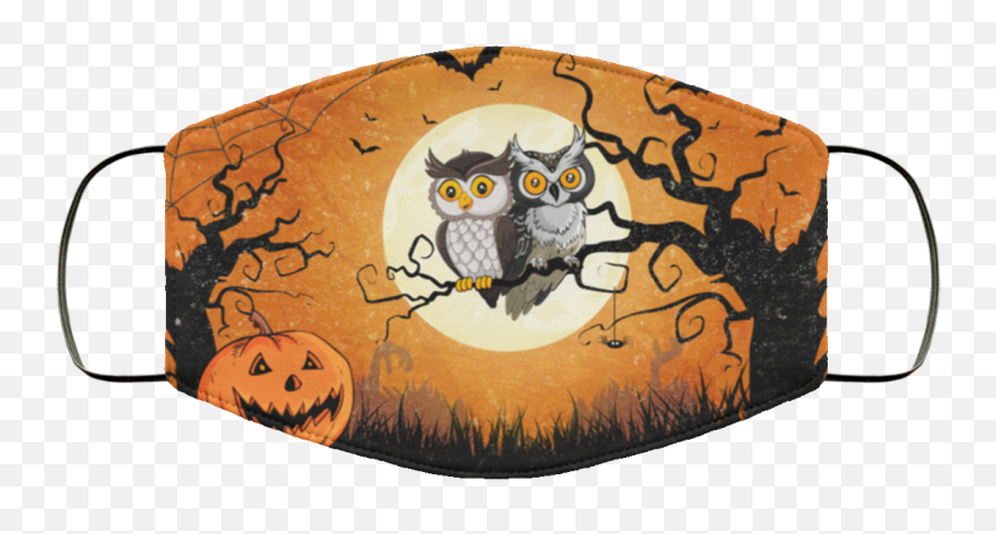 Free Shipping - Owl Halloween Couple Pumpkin Face Mask Cute Owl Png,Pumpkin Face Png