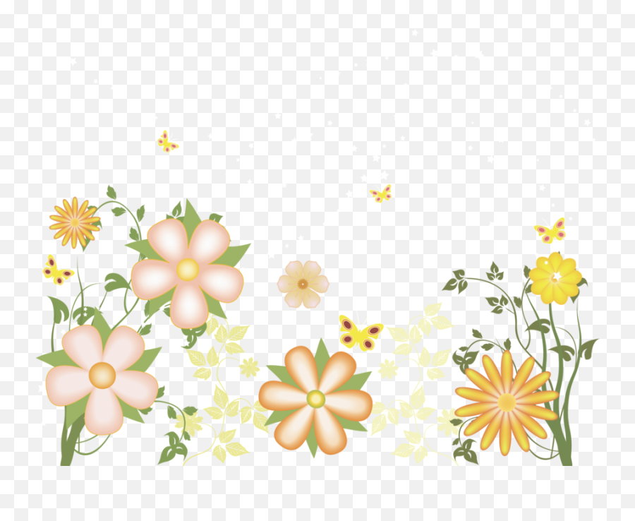 Transparent Flower Clipart - Floral Design Clipart Border Png,Yellow Flower Transparent Background