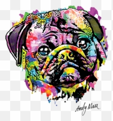 Colorful Pug Heat Transfers - shirt Ironon png