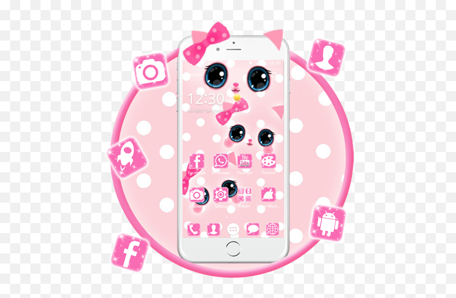 Cute Kawaii Pink Bow Cat Theme Apk 1122 - Download Apk Dot Png,Cute Pink Icon