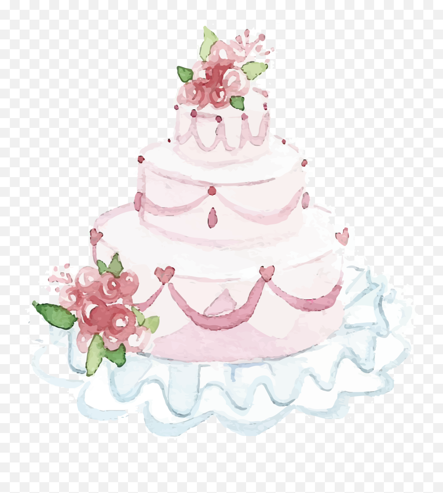Wedding Cake Watercolor Painting - Beautiful Wedding Cake Wedding Cake Watercolor Png,Wedding Cake Png