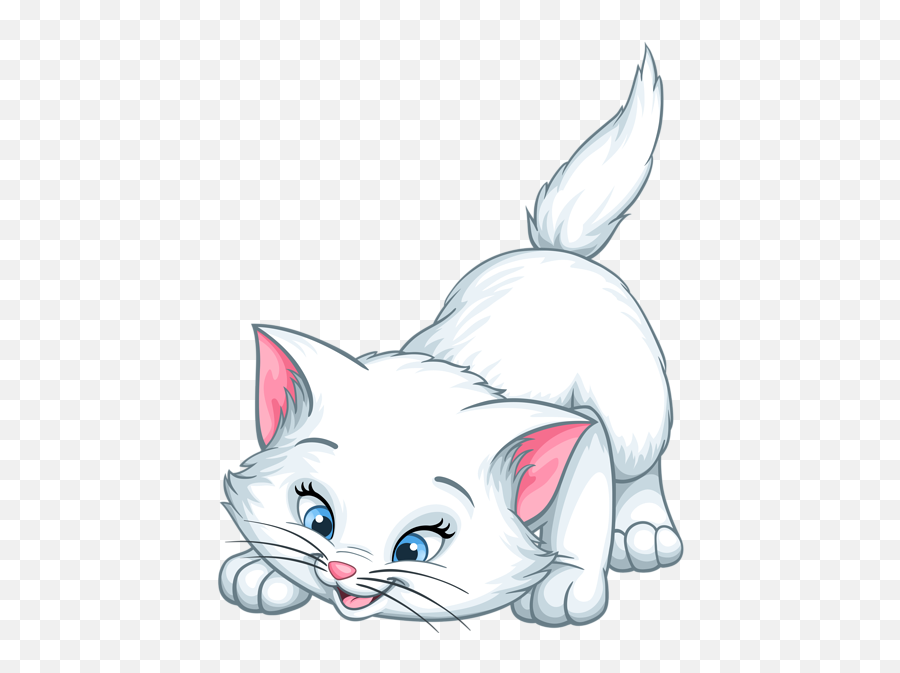 White Kitten Cartoon Png Clip Art Image - Transparent White Cat Clipart,Kittens Png