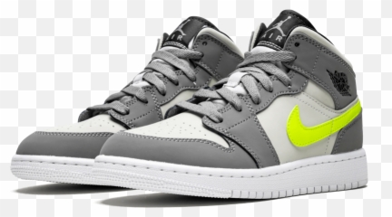 Jordan 1 Mid Gunsmoke Volt Gs - 554725072 Restocks Jordan 1 Mid Gunsmoke Volt Gs Png,Gun Smoke Png