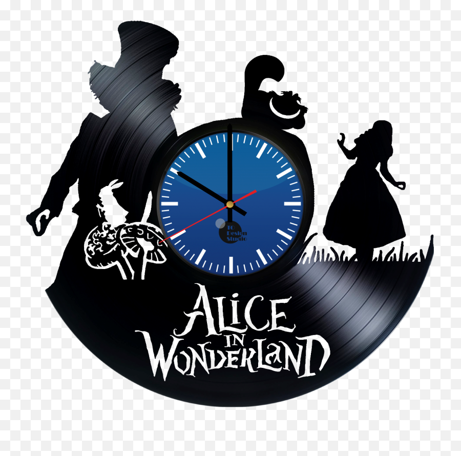 Alice In Wonderland Handmade Vinyl Record Wall Clock Fan Gift - Alice In Wonderland Cover Page Handmade Png,Vintage Clock Png