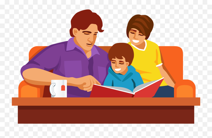 Download Reading Books Cartoon Png - Family Reading Together Family Reading Books Cartoon,Cartoon Book Png