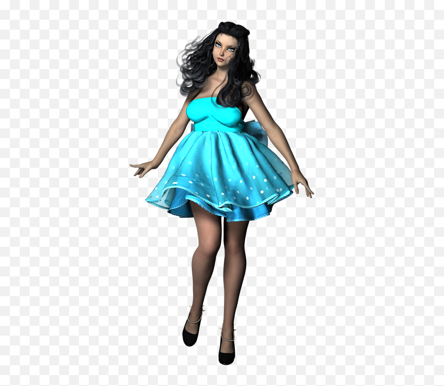 Download Hd Woman Girl Dress Fashion - Niña Vestido Azul Png,Woman In Dress Png