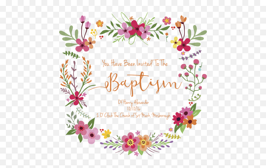 Template For The Floral Girls Baptism - Floral Design Png,Baptism Png