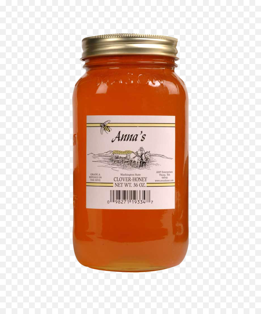 Download Hd Clover Honey 36oz Mason Jar - Annas Honey Bottle Of Honey High Resolution Png,Jar Jar Binks Transparent