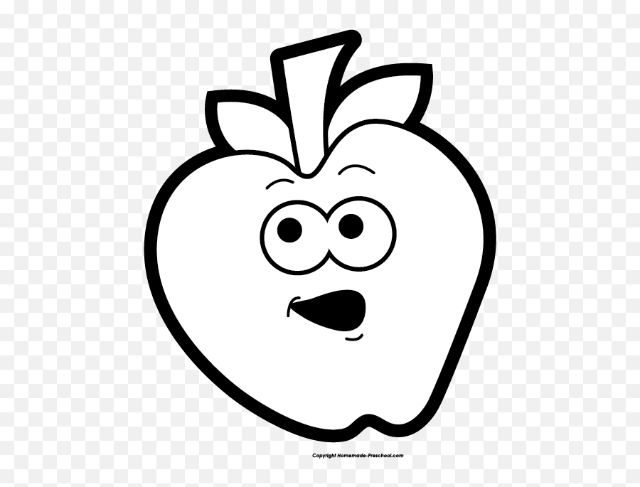 Apple Black And White Clipart Free - Happy Apple Clipart Black And White Png,Apple Clipart Transparent