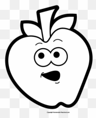 Apple Black And White Clipart Free - Happy Apple Clipart Black And White Png,Apple Clipart Transparent