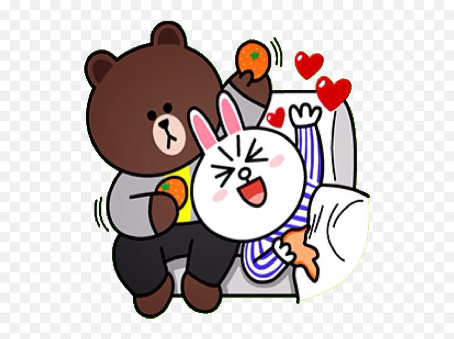 Download Hd Browns Love Story Line - Cony And Brown Bear Gif Png,Line Stickers Transparent