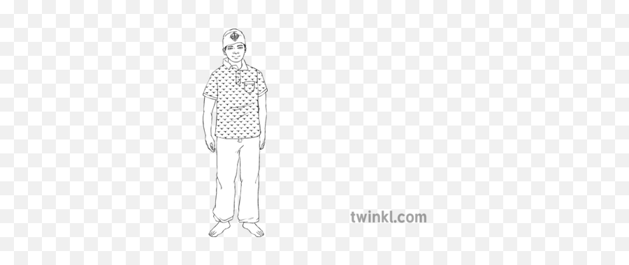 Sikh Boy With Bandana Black And White Illustration - Twinkl Standing Png,Black Bandana Png