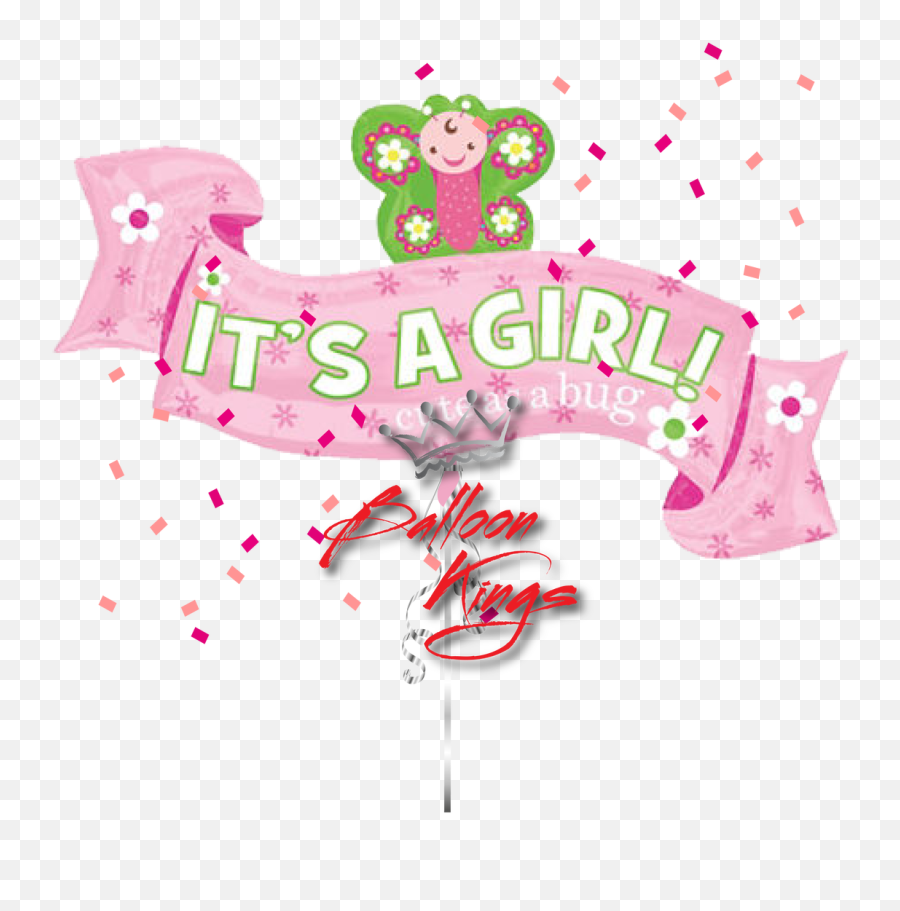 Download Its A Girl Butterfly Ribbon - Balloon Png,It's A Girl Png