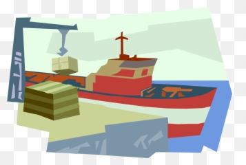 Cargo Ship Carries Goods And Materials - Vector Image Marine Architecture png