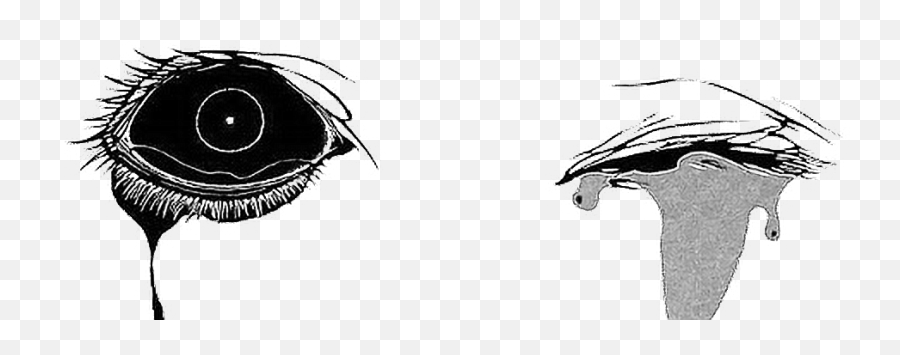 Eyes Dark Black Blacktheme Blackaesthetic Tears Crying - Anime Creepy Eye Drawing Png,Creepy Eye Png