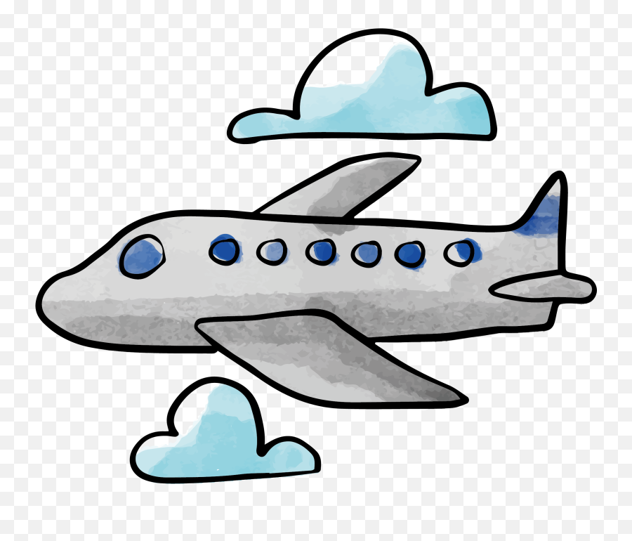 Clip Art Plane Vector Transprent Png - Water Color Airplane Clipart,Nubes Png