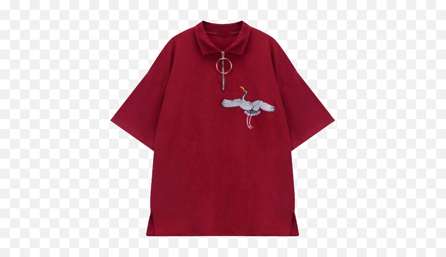 Download Crane Embroidery Red Tshirt V - Polo Shirt Png,Red T Shirt Png