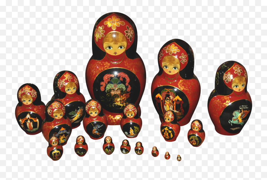 Vintage 18 Russian Made Imported Nesting 36548 - Png Images Russian Nesting Doll Transparent Background,Doll Transparent Background