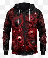 Sharingan Eyes Unisex Zipped Hoodie - Hoodie Png,Sharingan Eyes Png
