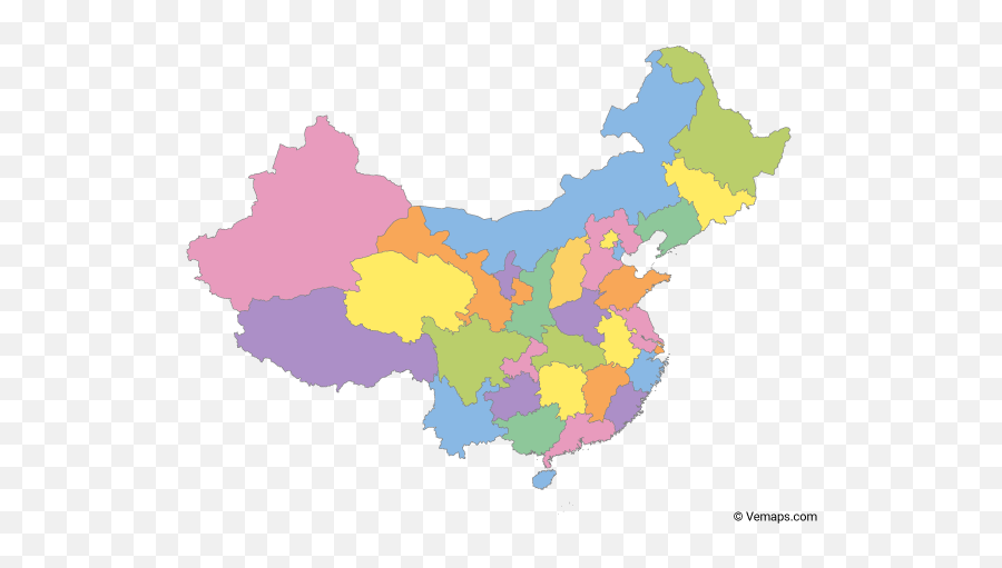 Multicolor Map Of China With Provinces - China Map Clipart Png,China Map Png