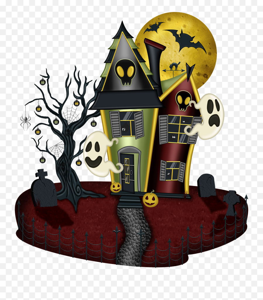 Large House Hayride Halloween Picture - Haunted House Halloween Clipart Png,Halloween Frame Png