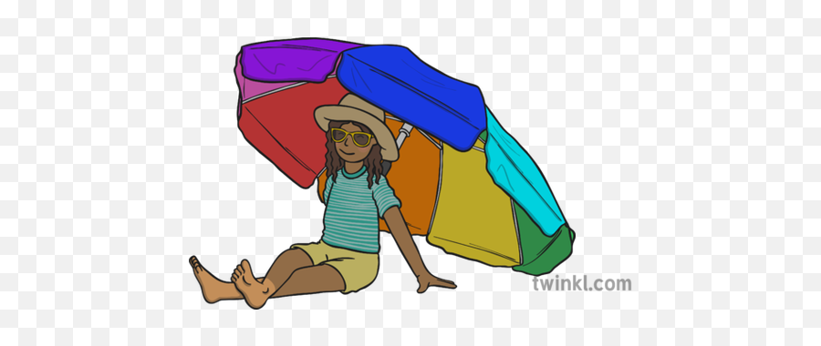 Child Under Beach Umbrella Illustration - Happy Png,Beach Umbrella Png
