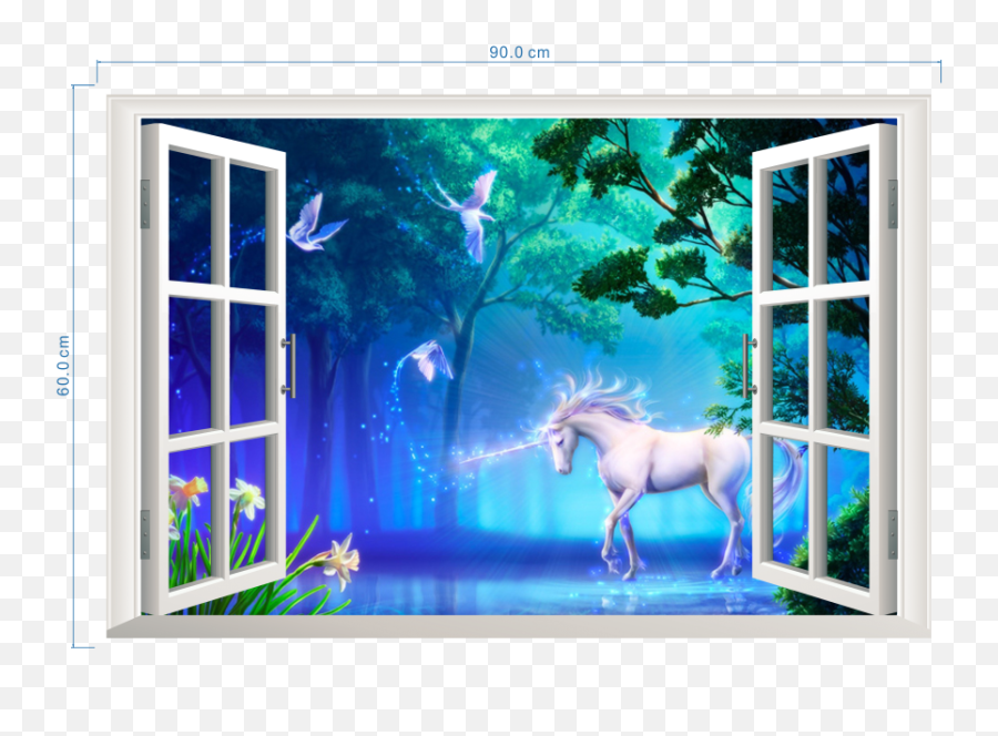 Us 307 41 Off3d Window Broken Wall Forest Landscape In Four Seasons 3d Sticker White Horse Removable Wallpaper Home Decal Decor Mural - In Wall Wall Decal Png,Broken Wall Png