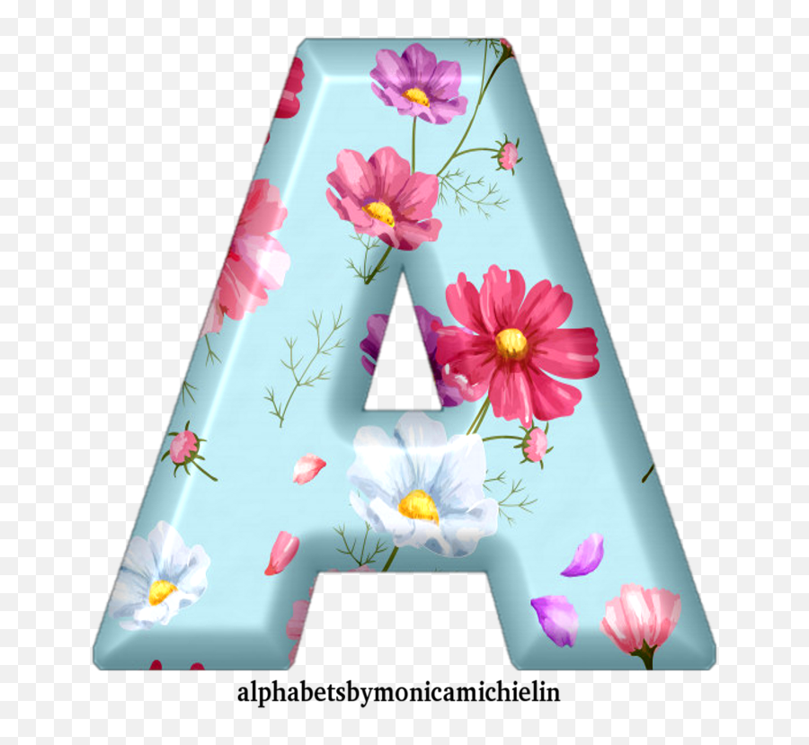 Monica Michielin Alphabets Blue Cosmos Flowers Alphabet And - Alphabet By Monica Michieline Png,Icon Alphabets