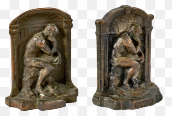 1920u0027s Cast Iron U0027the Thinkeru0027 Bookends - A Pair Bronze Sculpture Png,The Thinker Png