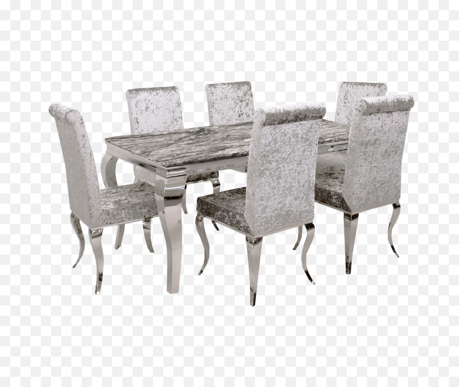 Imperial Dark Grey Dining Table 16m With 6 Silver Chairs - Chair Png,Table And Chairs Png