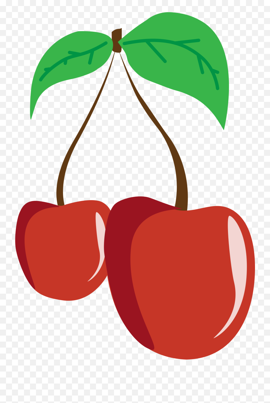 Drawing Of A Red Cherry With Green Leaves - Animasi Gambar Buah Cherry Png,Cherry Transparent Background