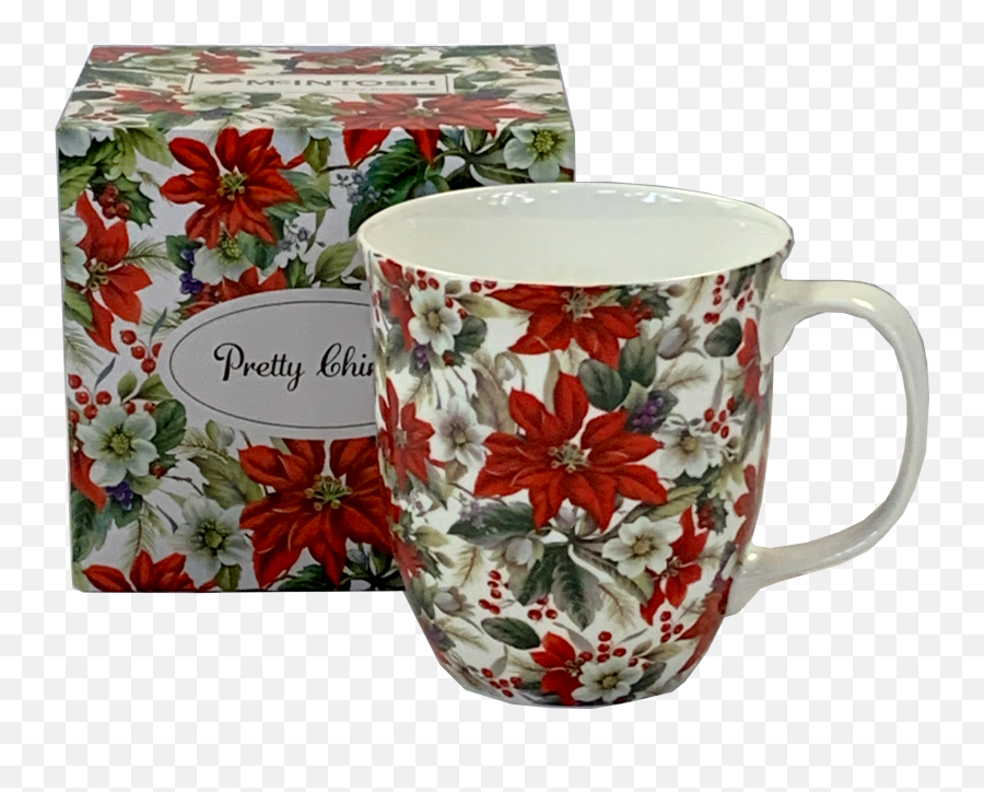 Pretty Chintzy Poinsettia Java Mug - Mug Poinsettia Png,Poinsettia Icon Png