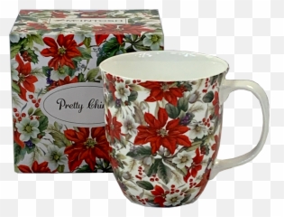 Pretty Chintzy Poinsettia Java Mug - Mug Poinsettia Png,Poinsettia Icon Png