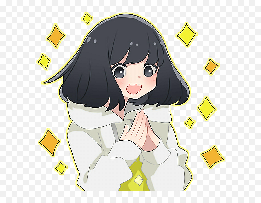 Happy Anime Girl Png - Cute Kawaii Lovely Anime Happy Happy Anime Girl Black Hair,Hot Anime Girl Png