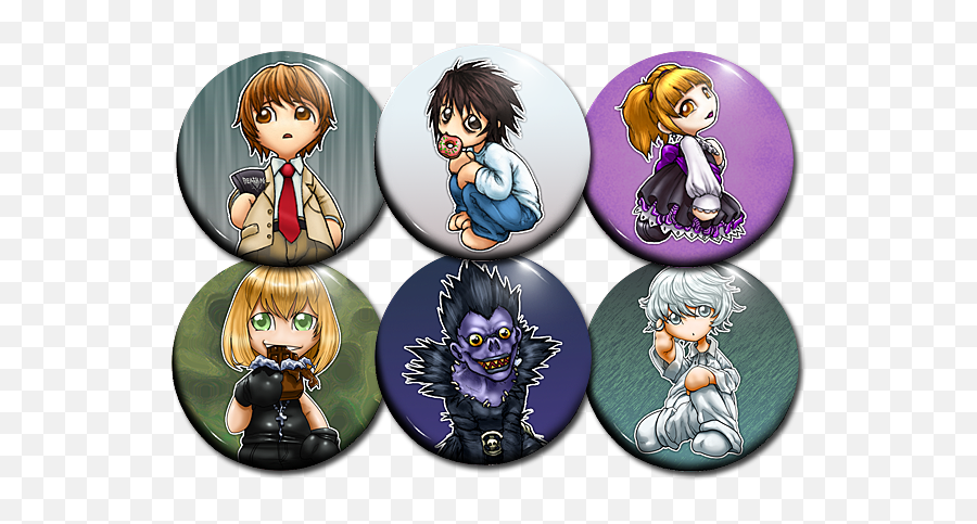 Death Note Button Or Magnet Set Afterimages Of Ghostfire - Cartoon Png,Death Note Png
